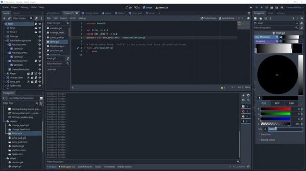 Godot туториал. Освещение и Смена дня и ночи