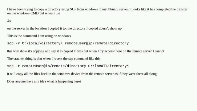Using SCP to copy a directory but can't access it in the location смотреть онлайн