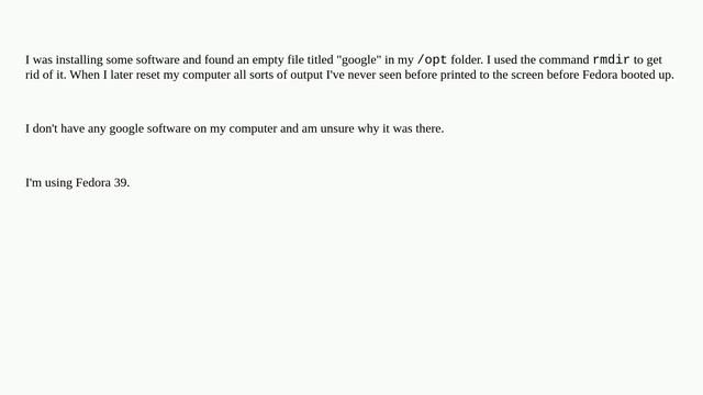 Unix: Why is there an empty file named google in my /opt folder and is it safe to delete? смотреть онлайн