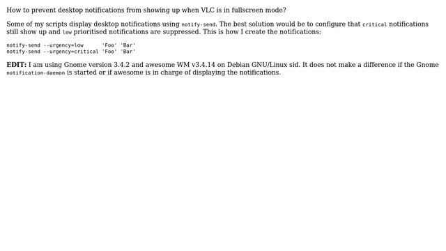 Unix & Linux: Suppress desktop notifications in fullscreen VLC смотреть онлайн