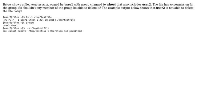 Linux - group member cannot delete file with rw permission смотреть онлайн