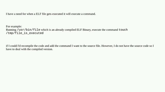 how to make an already compiled elf file execute another command смотреть онлайн