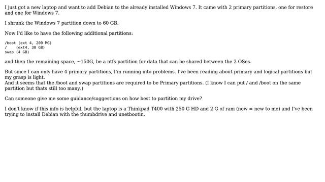 partitioning my laptop to dual boot Win7 & Debian (2 Solutions!!) смотреть онлайн