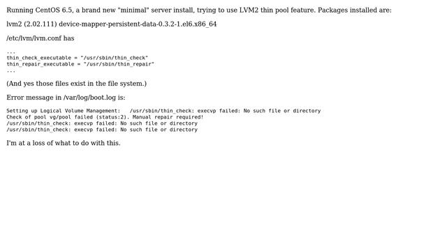 DevOps & SysAdmins: /usr/sbin/thin_check: execvp failed: No such file or directory смотреть онлайн