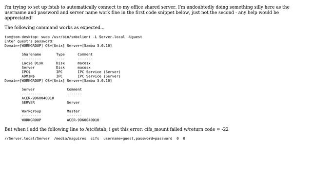 Ubuntu: Trying to configure samba share with office server (2 Solutions!!) смотреть онлайн