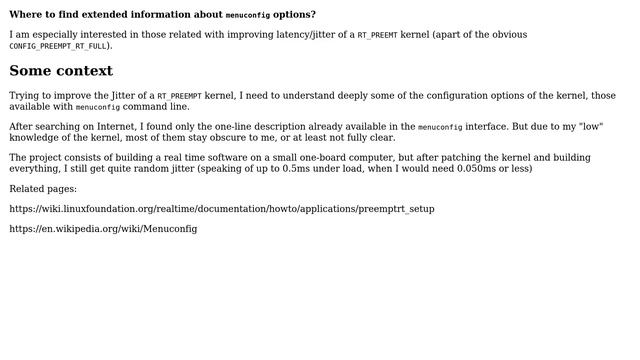 Unix & Linux: Where to find extended information about menuconfig kernel configuration options? смотреть онлайн