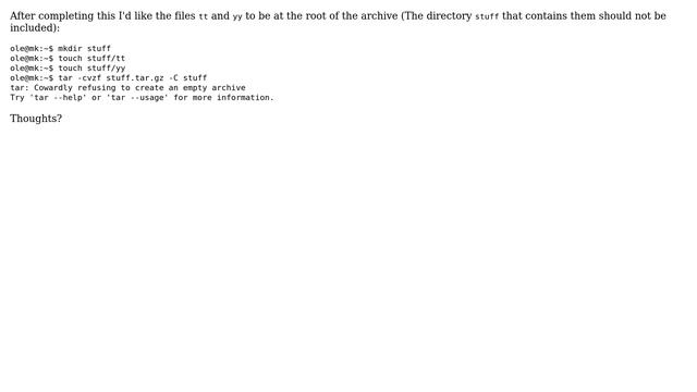 Archiving files with tar using the -C option? смотреть онлайн