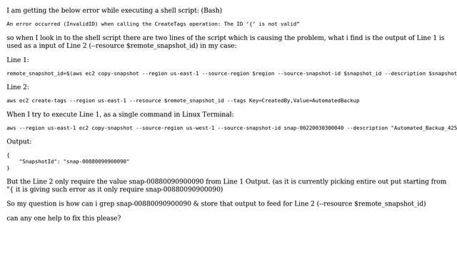 Unix & Linux: Shell Script Error - Unable to feed output from one variable to another variable смотреть онлайн