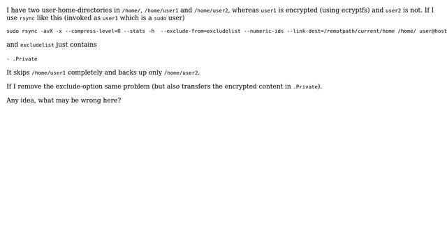 Unix & Linux: Rsync is skipping encrypted (but mounted) home directory смотреть онлайн