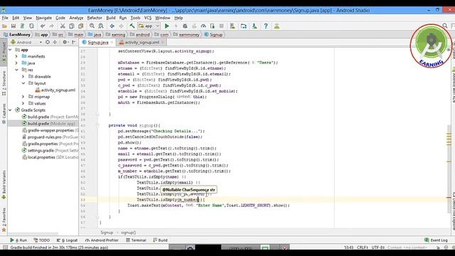 Earning App Android Studio Store SignUp Data in Firebase |Tutorial 4 | Hindi смотреть онлайн