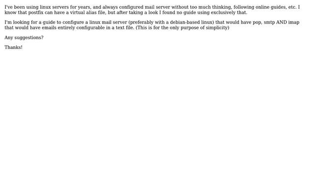 How to setup a linux mail server with only a virtual alias list in text format? смотреть онлайн