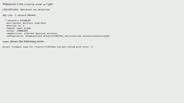 Ubuntu: ifconfig wlan0 up error смотреть онлайн