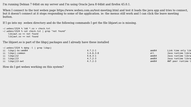 Unix & Linux: How do I get Cisco webex working under Debian 7 64bit? смотреть онлайн