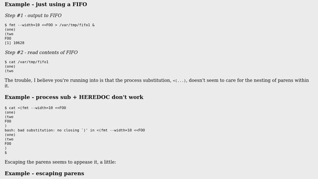 Unix & Linux: How to combine Bash's process substitution with HERE-document? (3 Solutions!!) смотреть онлайн