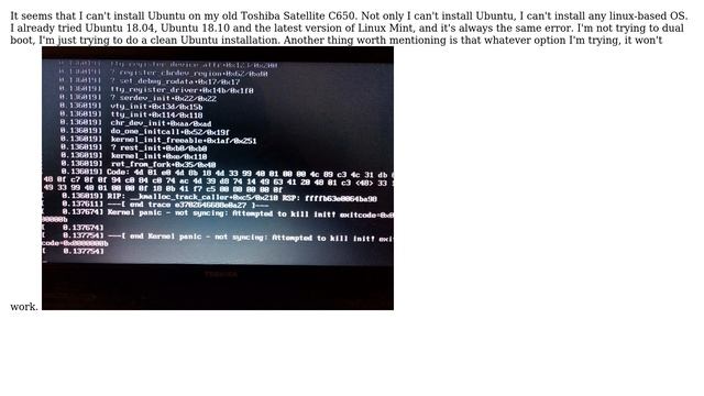 I can't install any linux-based OS, as I'm getting the "Kernel panic - not syncing" error. Photo смотреть онлайн