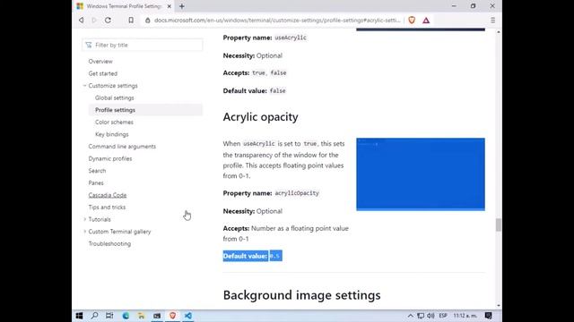Windows Terminal - Acrylic Settings смотреть онлайн