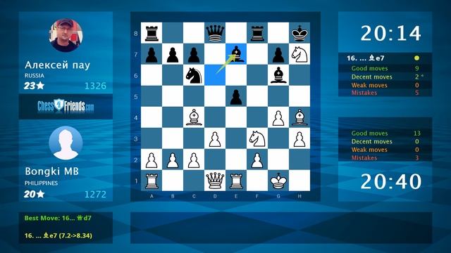 Chess Game Analysis: Bongki MB - Алексей пау : 1-0 (By ChessFriends.com) смотреть онлайн