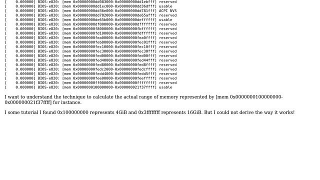 Unix & Linux: BIOS-e820 in dmesg - How do I calculate the memory range from addresses смотреть онлайн