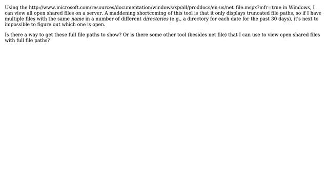 Unix & Linux: Is there a way to view full file paths using net file? смотреть онлайн