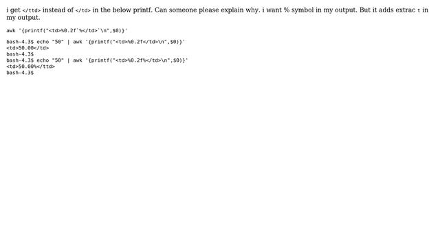 Unix & Linux: What is the meaning of %＜ in printf statement? смотреть онлайн