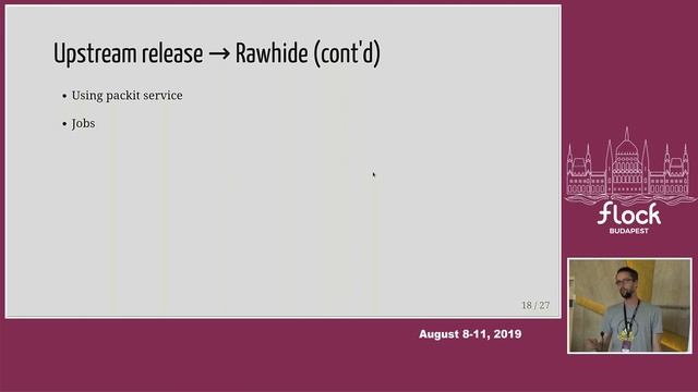 Bring your upstream releases to Fedora Rawhide in one step - Tomas Tomecek - Flock 2019 смотреть онлайн
