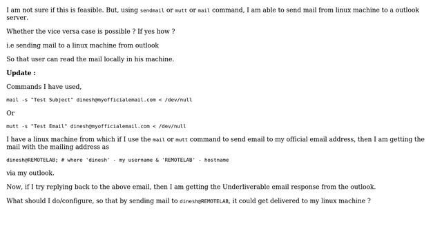 Sending mail from outlook to linux machine смотреть онлайн