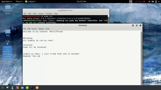 unable to run vlc as root on Kali Linux! смотреть онлайн