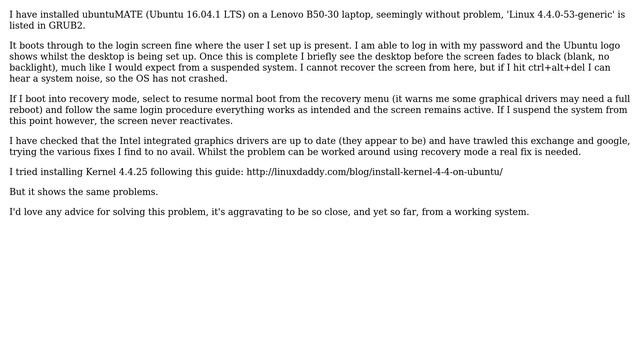 Ubuntu: Blank (locked?) screen after login, no problem when booted in recovery mode смотреть онлайн