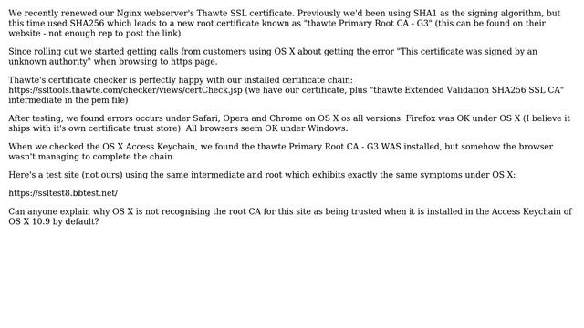 DevOps & SysAdmins: OS X Not Trusting Thawte Primary Root CA - G3 (2 Solutions!!) смотреть онлайн
