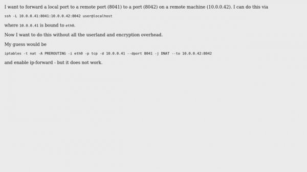 Unix & Linux: Port forwarding using iptables on Linux
