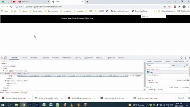 HTML Header || Menu creation with logo & Search Bar смотреть онлайн