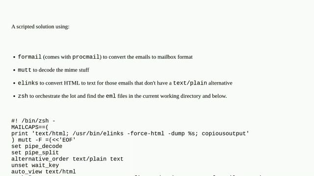 Unix: export/convert emails (.eml files) to plain text смотреть онлайн