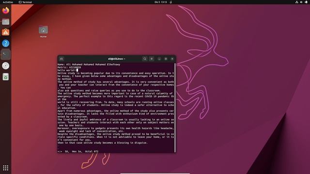 How to create and edit text using Linux Terminal and VI editor (AI210028 || OS Lab 3) смотреть онлайн