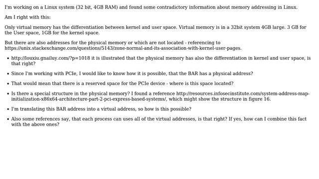 How is 32bit Linux virtual memory structured in relation to PCIe Base Address Registers? смотреть онлайн