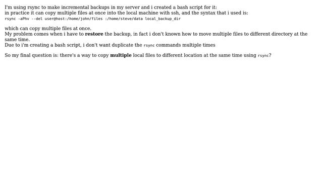 Unix & Linux: How to move multiples files to remote server using rsync? смотреть онлайн