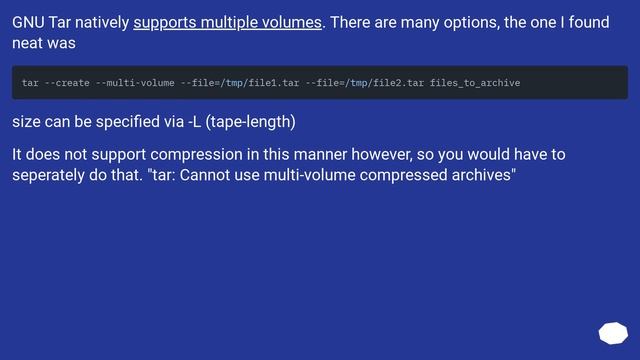How can I create multipart tar file in Linux? смотреть онлайн