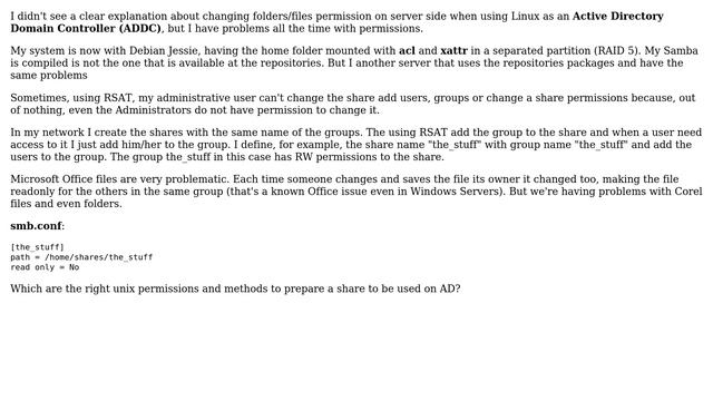 DevOps & SysAdmins: To use linux as AD Server do I have to change unix permissions (chmod)? смотреть онлайн