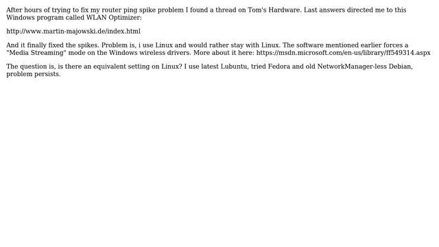 WLAN media streaming mode for Linux to stop ping spikes? смотреть онлайн