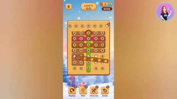 Wood Nuts & Bolts Puzzle Level 4