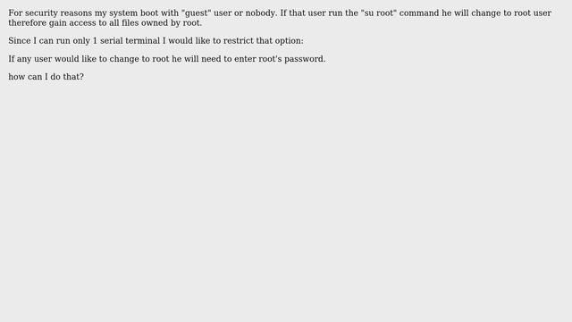 Unix & Linux: Restrict changing to root user смотреть онлайн