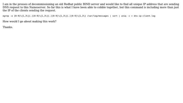 How to grep all unique ip address in /var/log/messages and send them to another log file? смотреть онлайн