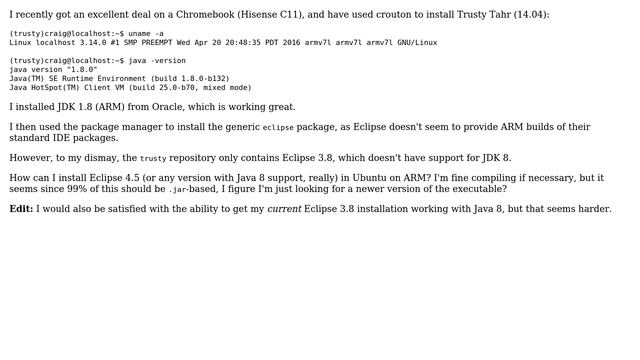 Installing Eclipse 4.5 on ARM Ubuntu смотреть онлайн