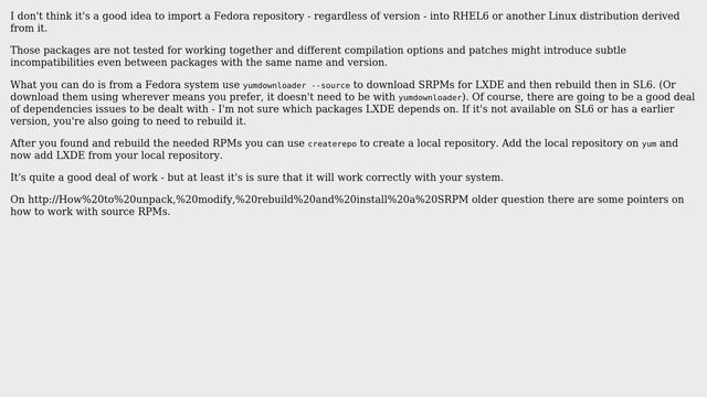 Package repository for which Fedora version would be best match for RHEL / CentOS / Scientific... смотреть онлайн
