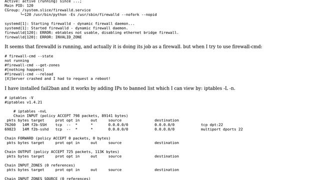 firewalld service is running, but firewall-cmd doesn't work смотреть онлайн