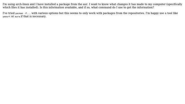 How do I list files installed by a package from the AUR? смотреть онлайн