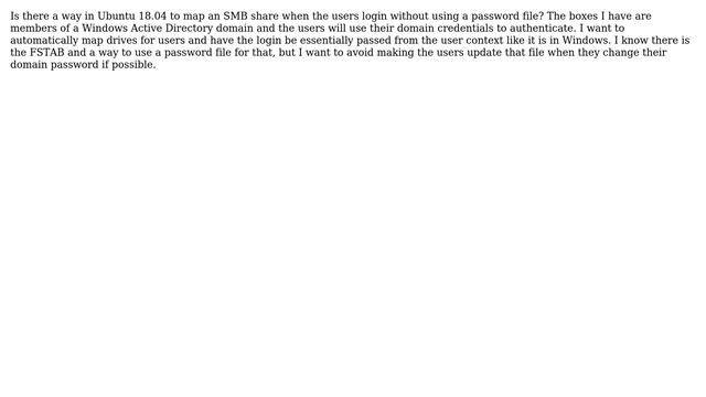Ubuntu map CIFS / SMB share using active domain credentials without password file смотреть онлайн