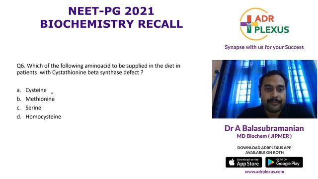 ADrPlexus Biochemistry NEET-PG 2021 Recall - Dr A Balasubramanian MD (JIPMER) смотреть онлайн