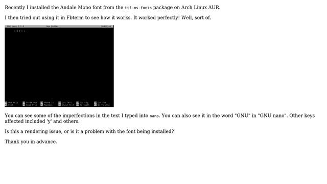 Unix & Linux: Imperfections in Andale Mono font in fbterm смотреть онлайн