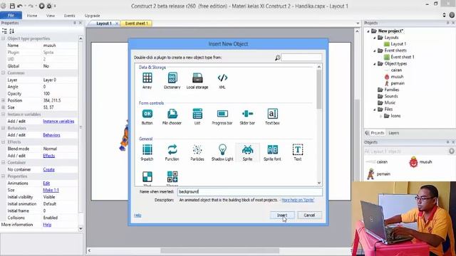 Materi dasar construct 2 - desain game android (part3) смотреть онлайн