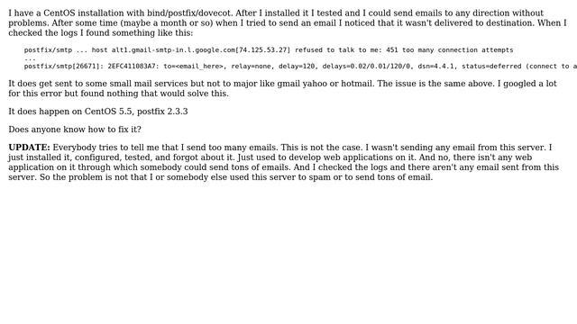 DevOps & SysAdmins: postfix/smtp: refused to talk to me: 451 too many connection attempts смотреть онлайн